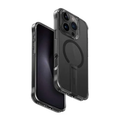 Uniq hybrid iphone 16 pro (2024) 6.9 magclick charging eleva with vertical stand - carbon (black)